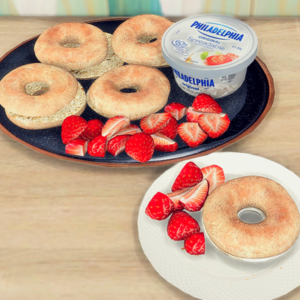 Baguettes aux pépites et fraises avec glace Philadelphia dans *Les Sims 4*