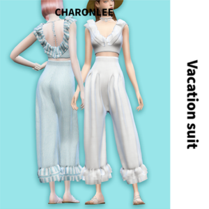 Ensemble vacances style robe-pantalon, Sims 4, CharonLee