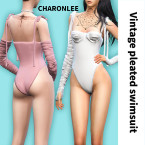 Combinaison de bain plissée vintage, jeu *Les Sims 4*