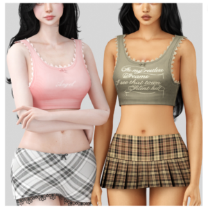 Deux avatars Sims 4 en tenues estivales différentes