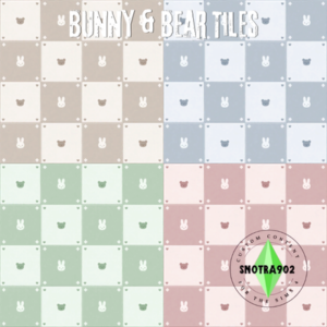 Tuiles Bunny et Ours pour The Sims 4 - Motifs colorés