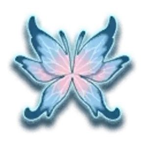 Papillon stylisé de *Les Sims 4* en bleu et rose