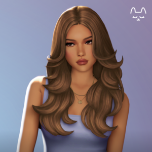 Illustration d'un personnage féminin des Sims 4 aux cheveux longs ondulés
