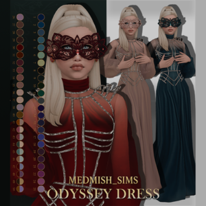 Robe élégante gothique pour Sims 4, masque et accessoires assortis