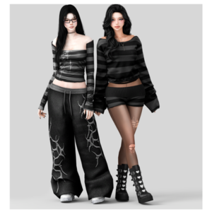 Deux avatars du jeu *Les Sims 4* en tenues gothiques stylisées