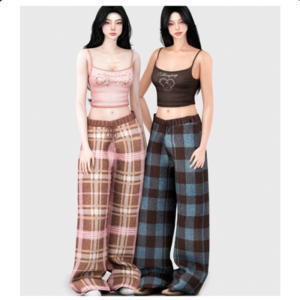 Plaid pants et hauts pour Sims 4, styles casual et élégant