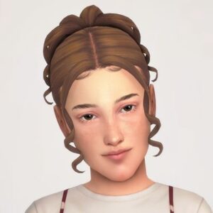 Personnage féminin des Sims 4 avec coiffure bouclée