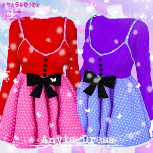 Robe à paillettes Sims 4 rose et violette avec nœuds noirs