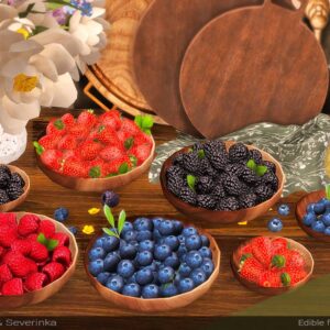 Baies d'été comestibles pour Sims 4 : fraises, myrtilles, framboises, mûres