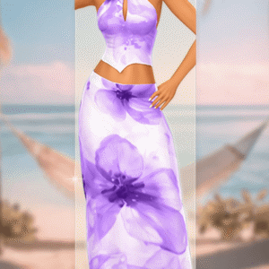 Robe longue tie-dye violette pour Sims 4, plage