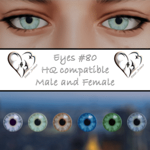 Yeux personnalisables #80 pour Sims 4 compatibles HQ, mâle et femelle