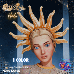 Coiffure halo solaire céleste pour Sims 4, mesh haute qualité