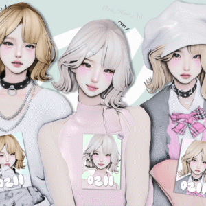 Coiffures Ozii_Hair pour Sims 4, versions 1, 2 et 3