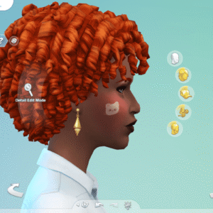 Personnage Sims 4 avec coiffure afro en mode édition détaillée