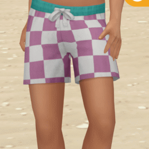 Court de bain enfant Sims 4 à carreaux violets et blancs