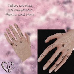 Ensemble de tatouages #22 compatible HQ pour Sims 4, mains féminines et masculines avec motifs floraux