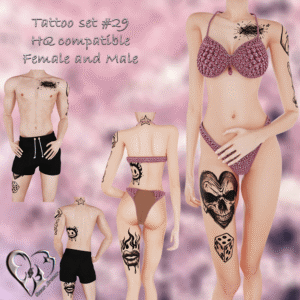 Ensemble de tatouages #29 compatible Sims 4, hommes et femmes