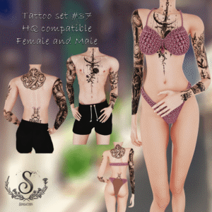 Ensemble de tatouages #37 compatible HAØ pour Sims 4, hommes et femmes