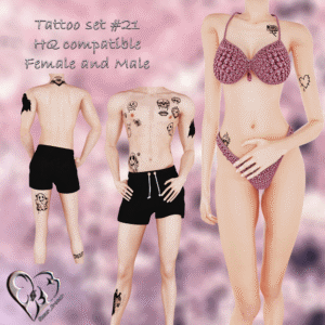 Ensemble de tatouages #21 compatible HQ pour Sims 4, hommes et femmes
