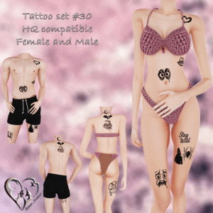 Ensemble de tatouages #30 compatible HQ pour Sims 4, hommes et femmes