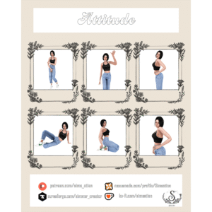 Six poses de mannequin virtuel Sims 4, style attitude décontracté