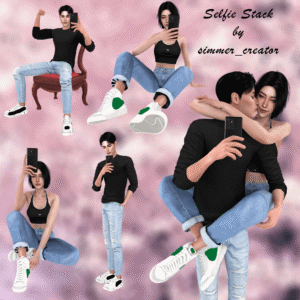 Créateur Sims 4 : Selfie Stack avec tenues casual et baskets