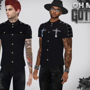 Deux Sims 4 en style gothique avec tatouages et accessoires sombres