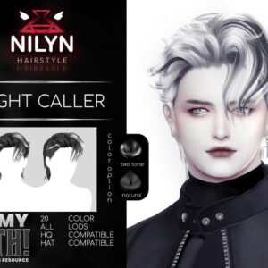 Coiffure 'Night Caller' pour The Sims 4, style gothique deux tons