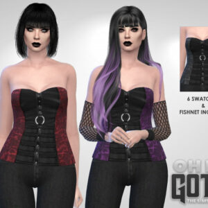 Corset gothique pour Sims 4 avec 6 couleurs et bas résille inclus