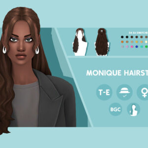 Coiffure Monique pour The Sims 4, 24 couleurs disponibles