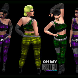 Tenues gothiques colorées pour Sims 4, jeu vidéo