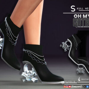 Bottes gothiques à talons 'Skull Heels' pour The Sims 4 avec 4 coloris