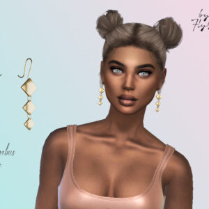 Boucles d’oreilles en forme de losange pour Sims 4, style doré