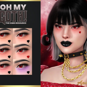 Personnage Sims 4 style gothique avec maquillage et accessoires