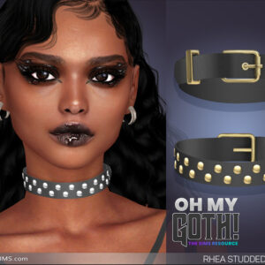 Collier studs Rhea et ceinture Sims 4, style gothique
