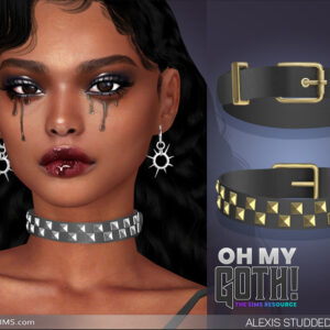 Collier étincelant et ceintures du jeu The Sims 4, style gothique