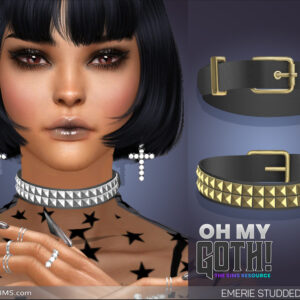 Collier émeri studded pour Sims 4, accessoires gothiques stylisés