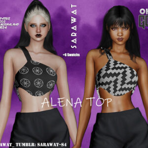 Hauts de bain Alena pour Sims 4 avec 6 variations de couleurs