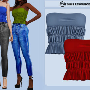 Robes à strass et pantalons pour Sims 4, avec options de couleurs.