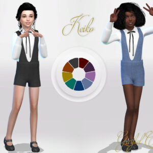Tenues Keiko pour Sims 4, choix de couleurs disponibles