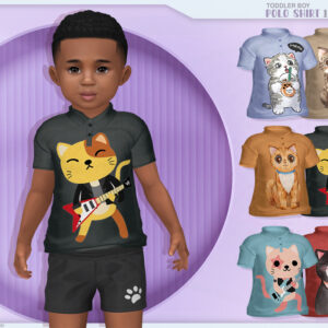 Chemisier polo enfant Sims 4 avec chatons, collection Toddler Boy.