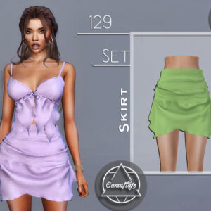 Ensemble robe et jupe verts pour Sims 4, prix 129