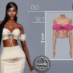 Ensemble robe et haut décolleté Sims 4, style élégant