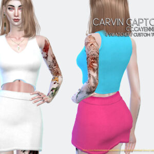 Robe Carvin Captoor CC Cayenne jupe, 8 couleurs, Sims 4 personnalisable