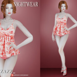 Robe de nuit à motifs floraux pour le jeu Sims 4, modèle 'Amber'
