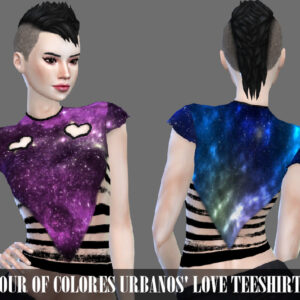 Chemisier 'Love' de Colores Urbanos pour Sims 4, recolorié violet et bleu spatial