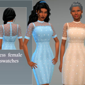 Robe à polka blancs pour femme, 6 variantes, jeu *Les Sims 4*