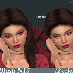 Comparaison fard à joues N15 Sims 4 avec/sans, 12 couleurs