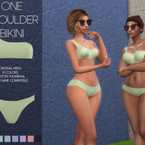 Maillot de bain une épaule pour Sims 4, 8 couleurs disponibles