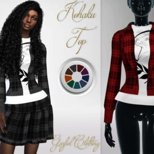 Haut Kohaku plaid pour Sims 4, deux couleurs disponibles